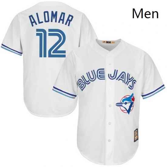 Mens Majestic Toronto Blue Jays 12 Roberto Alomar Replica White Cooperstown MLB Jersey
